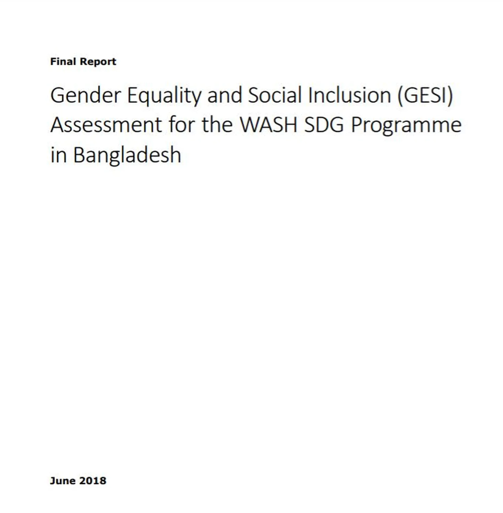 Report cover page