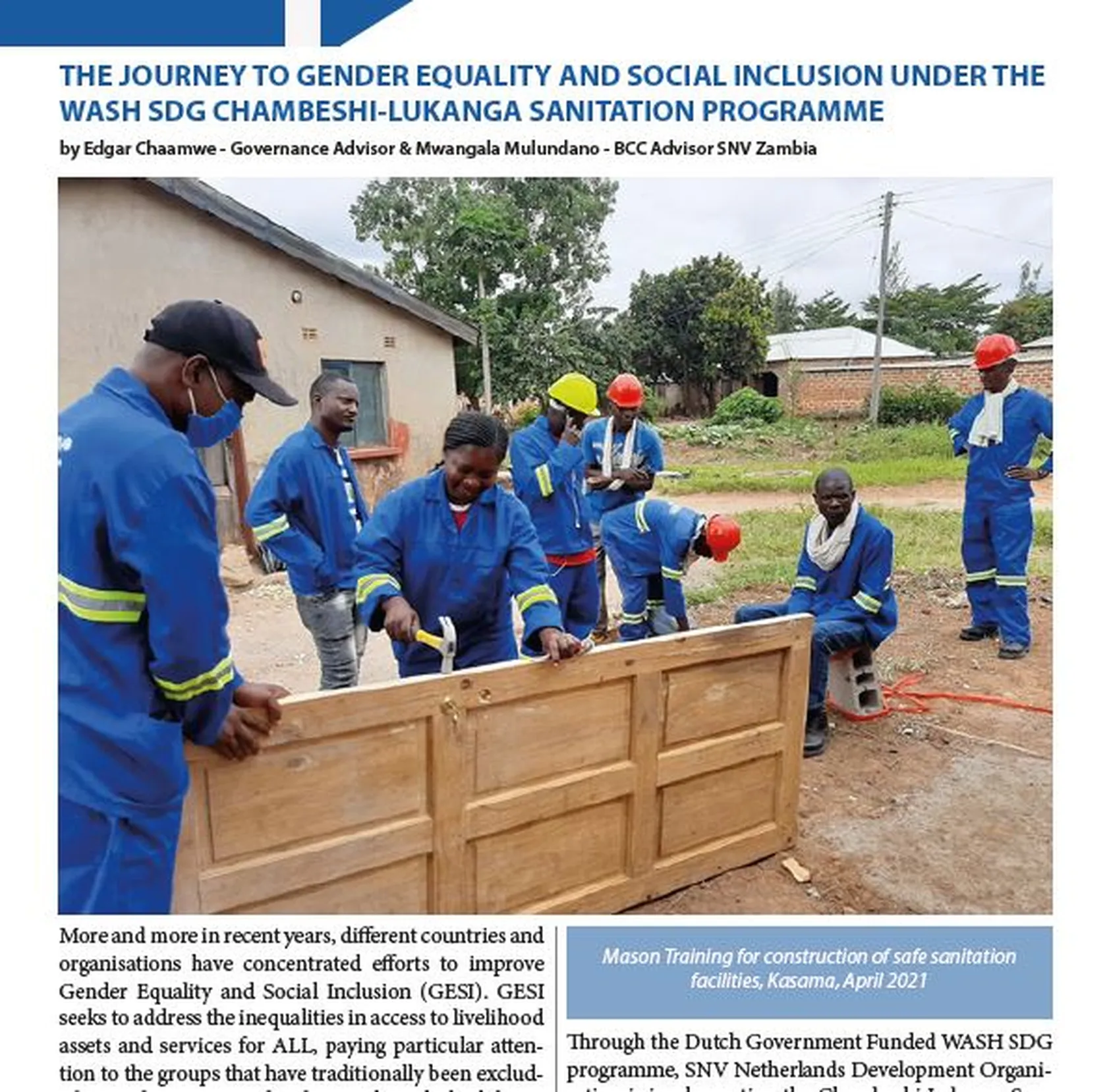 cover of snv article in 2021 zambia toilet magazine
