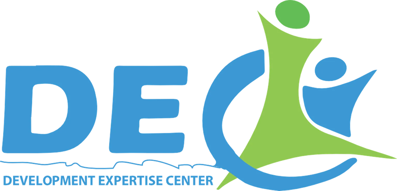 Logo of Development Expertise Center with "DEC" in blue and abstract figures in green and blue.