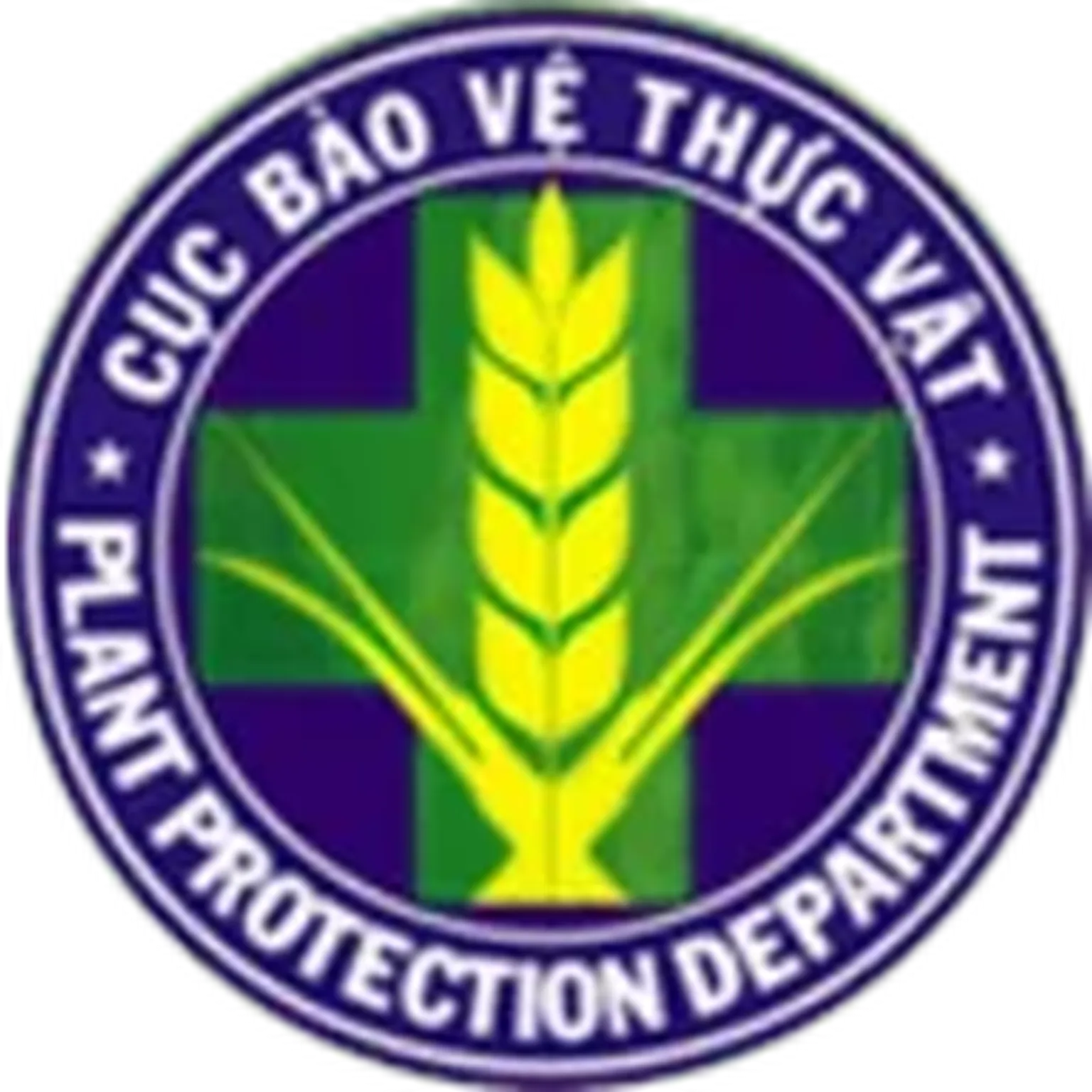 Emblem of the Plant Protection Department featuring a green plant on a cross with text in Vietnamese and English encircling it.