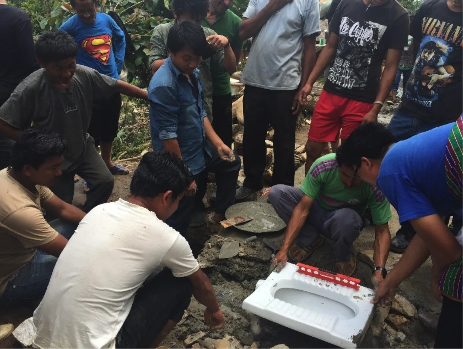 Local masons in Samtse trained in toilet construction