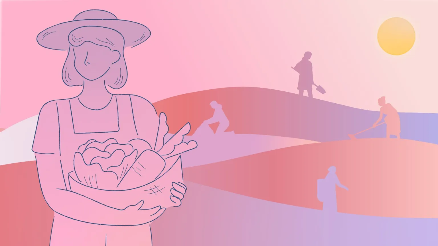 Illustration of a woman working in land