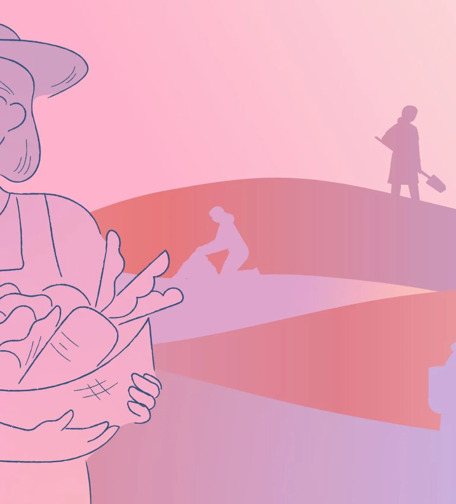 Illustration of a woman working in land