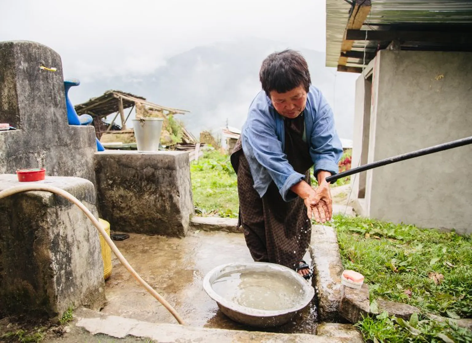 Handwashing with soap at facility in close proximity to house, Dagana district