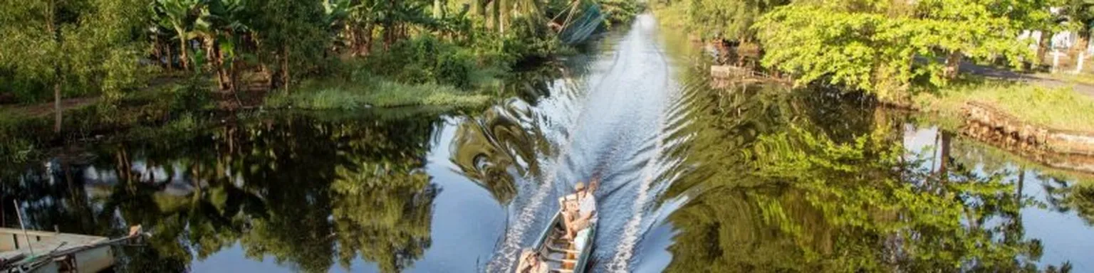 Boat sailing in the delta.