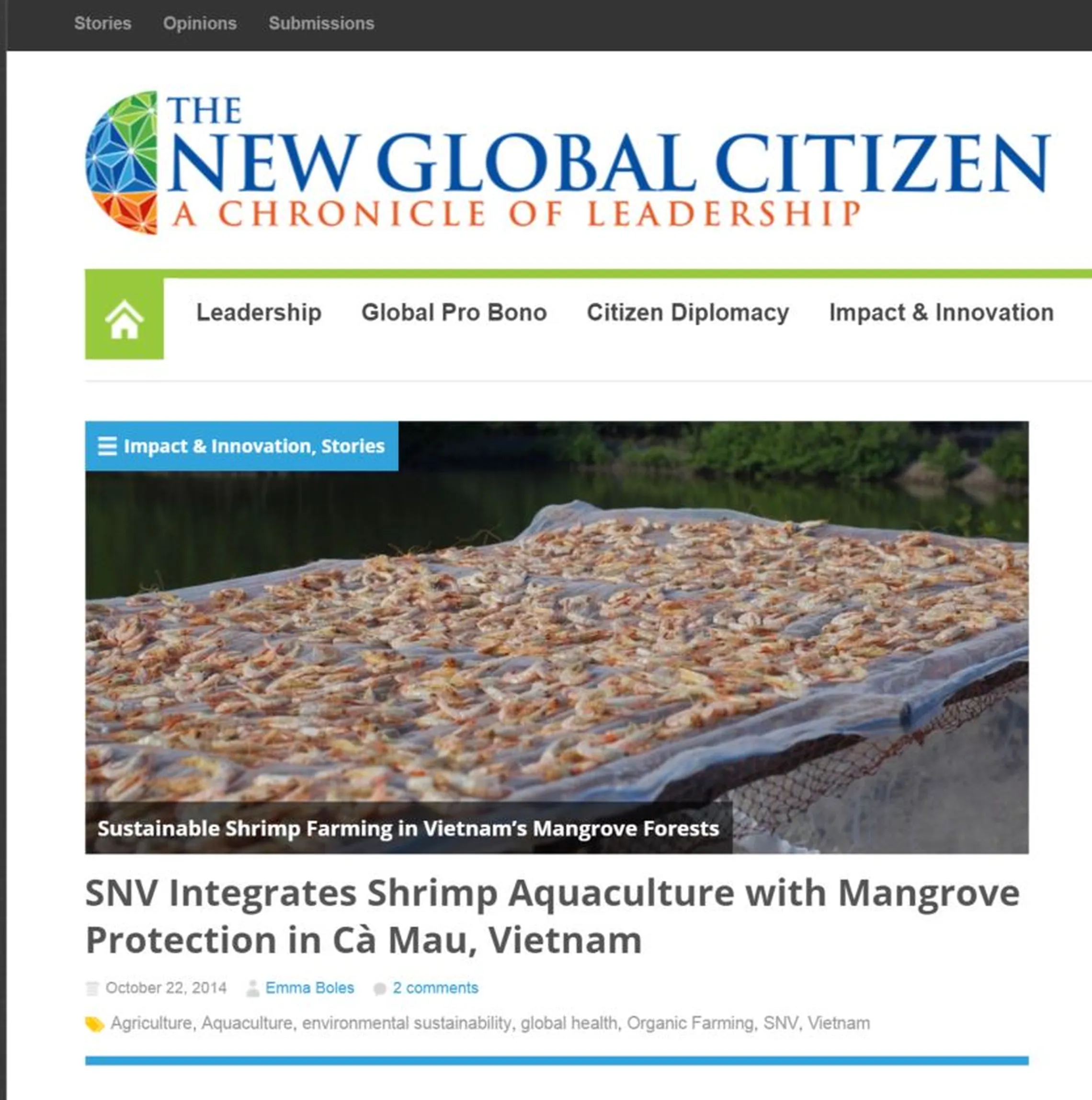 Mangroves and Markets project named in top 9 stories of innovation and impact
