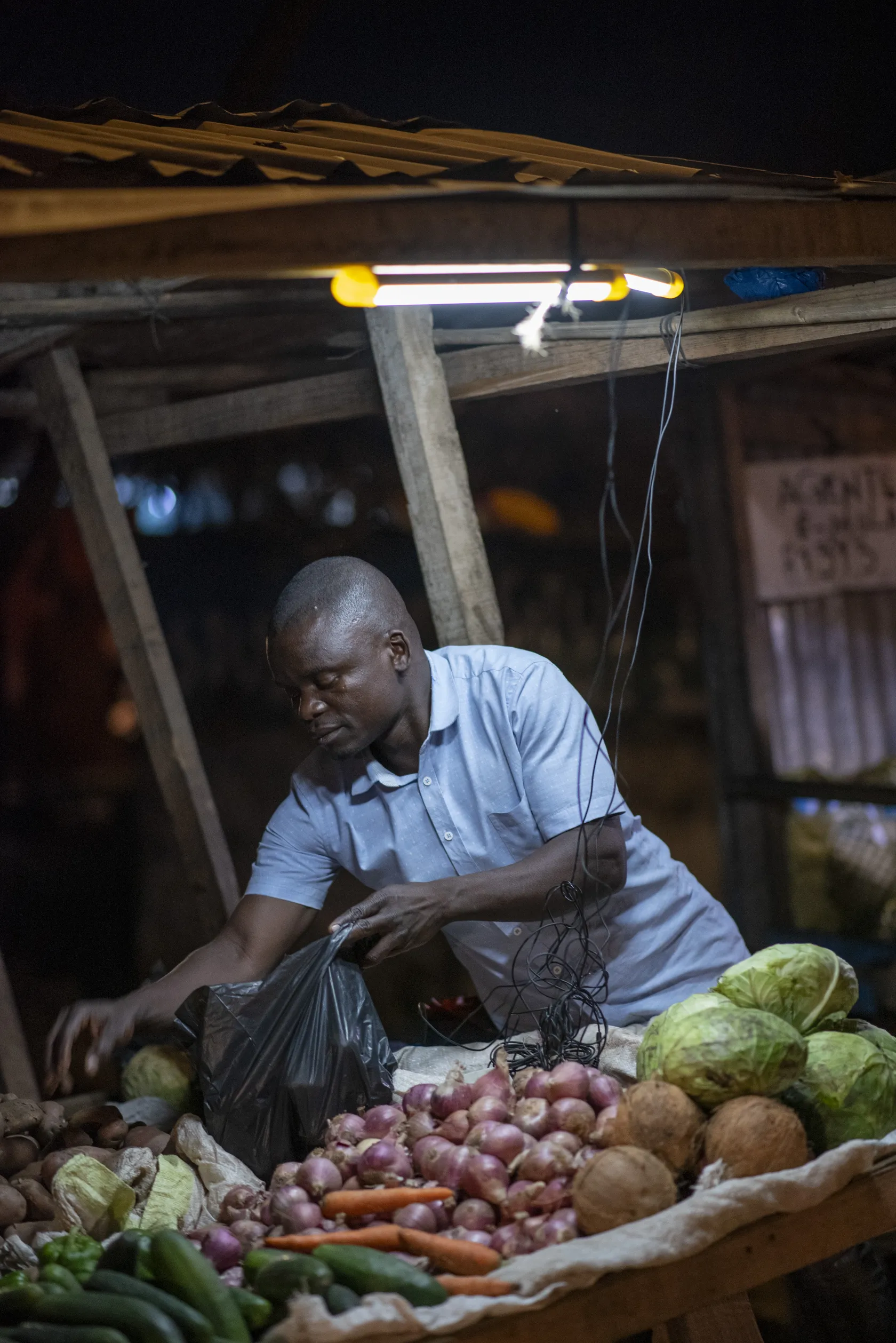 Men under solar light