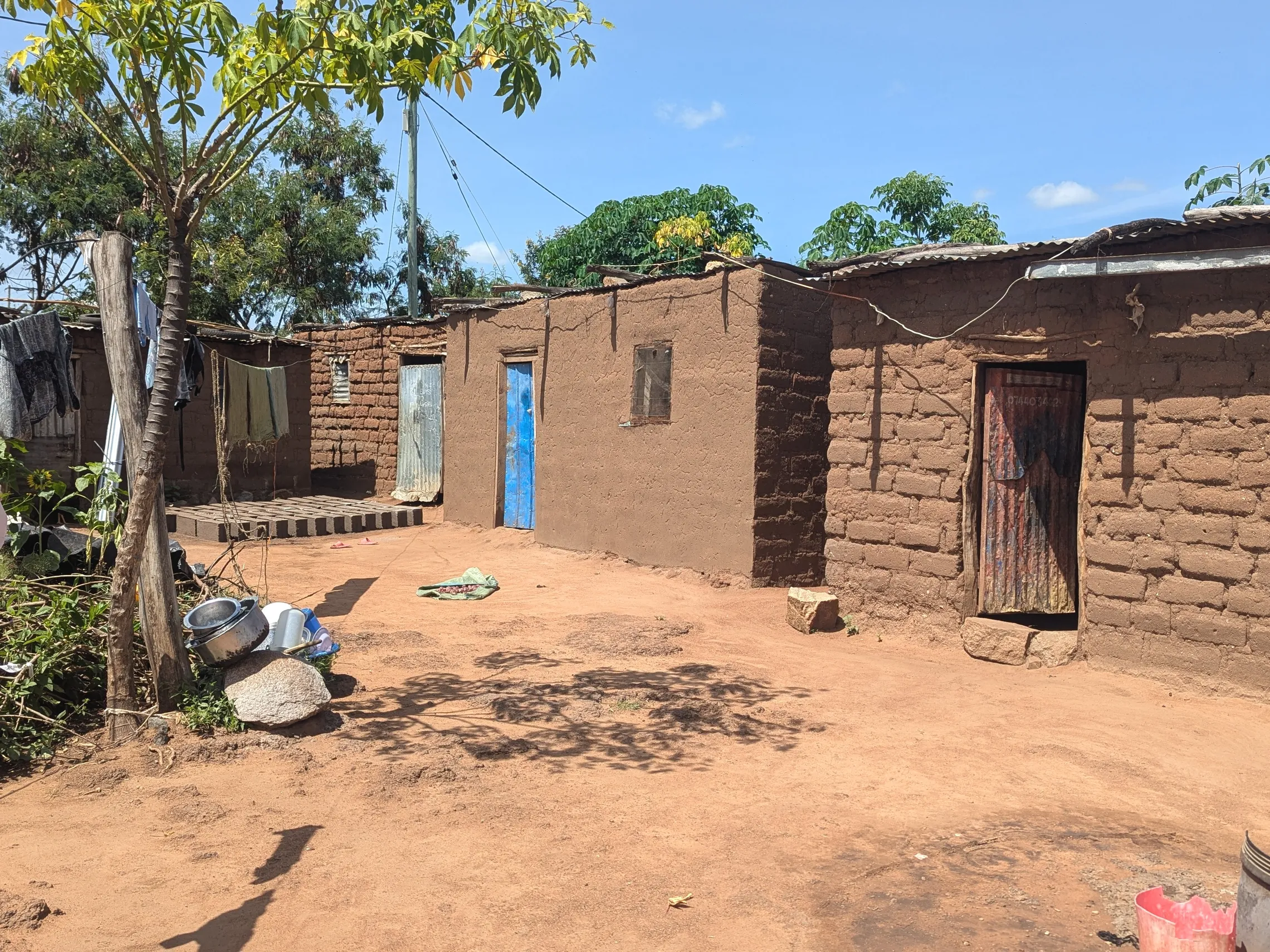 A rural residential area in a district in Tanzania.