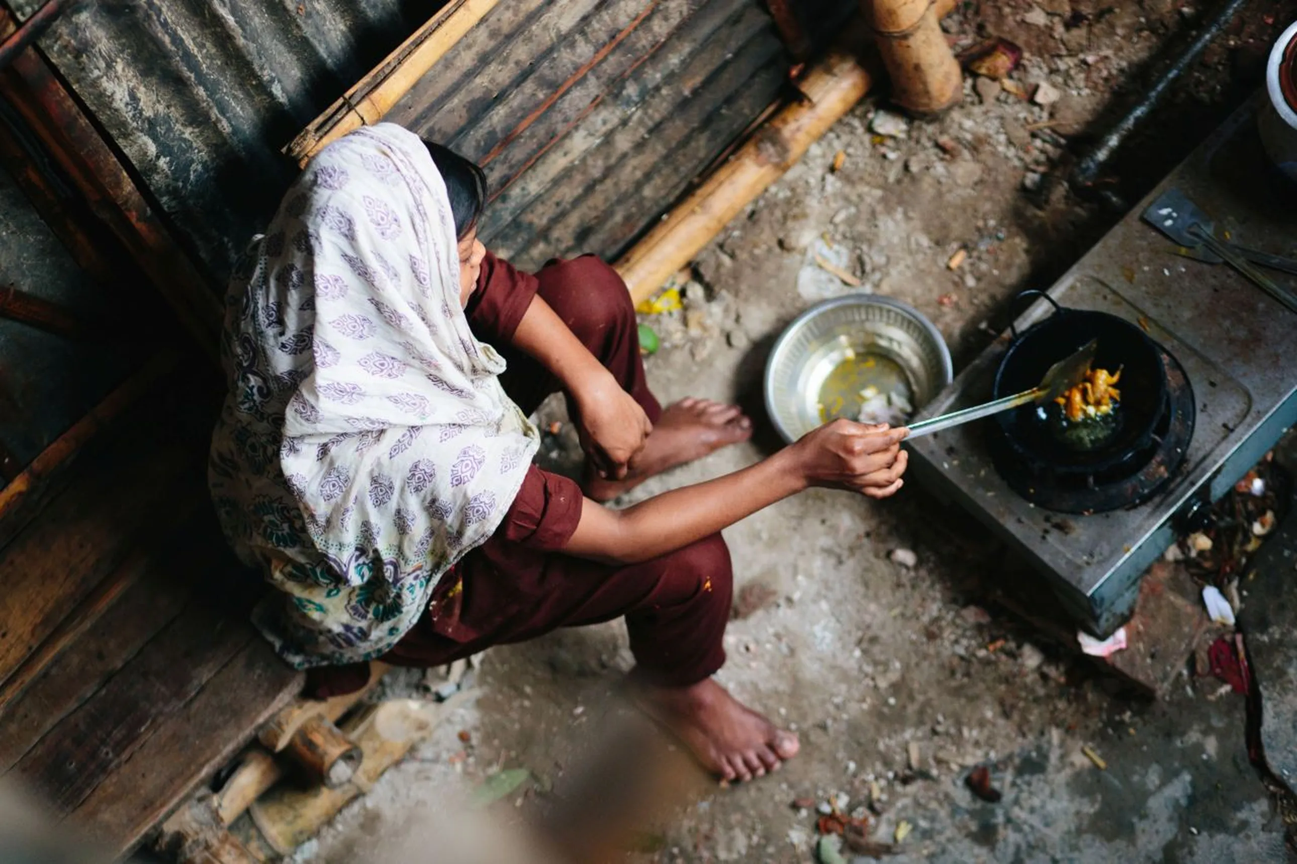 A woman cooking