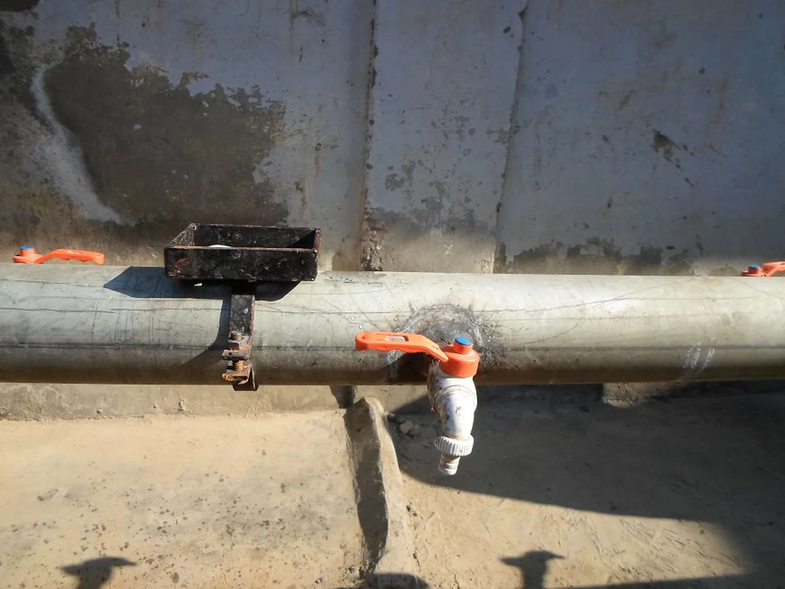 Soap container fixed and welded into GI pipe