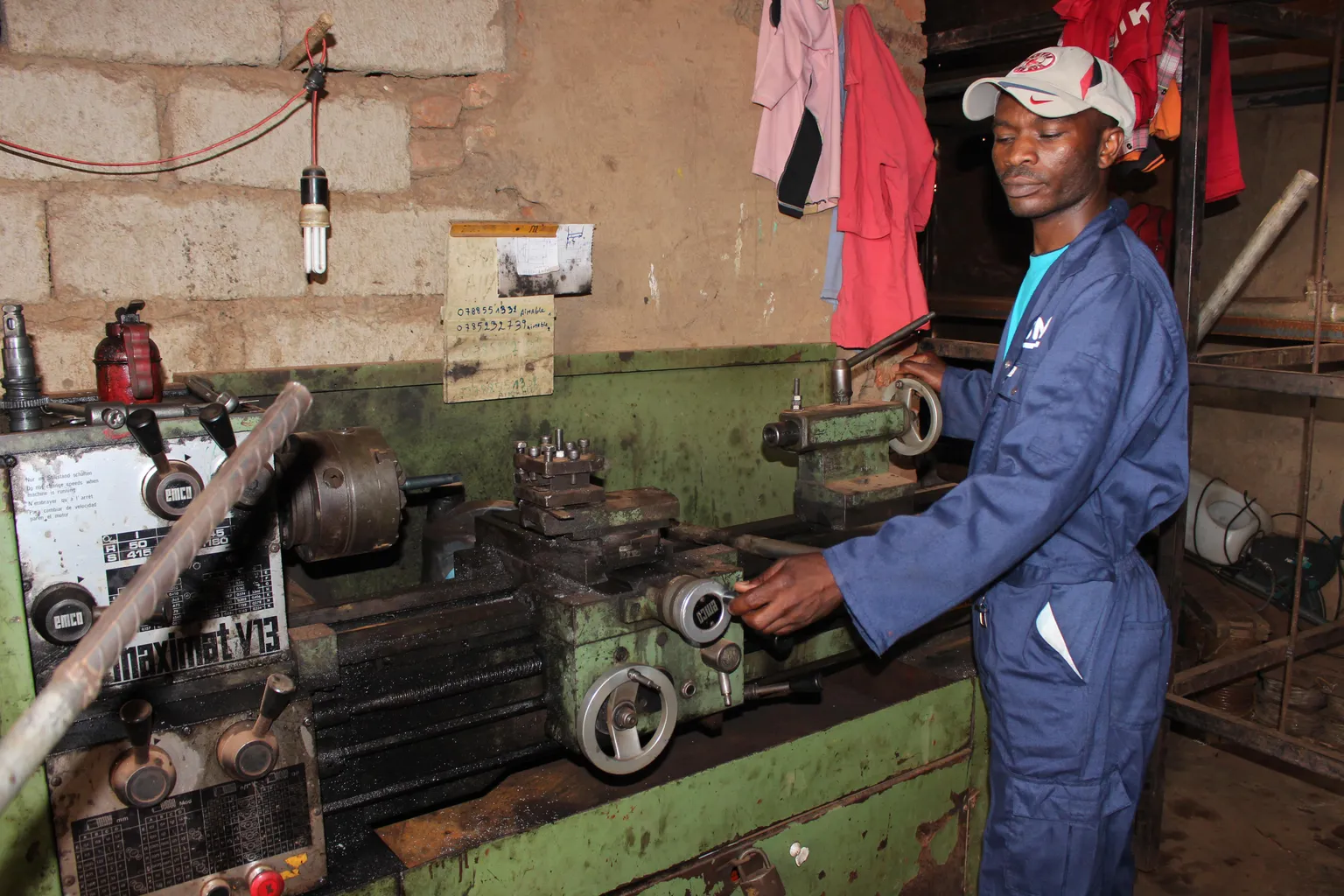 Polepole shows a machine used to fabricate turbines
