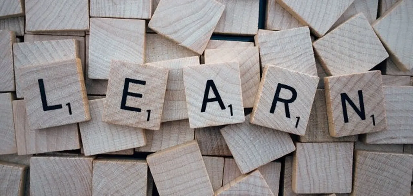 Learn spelled in Scrabble letters