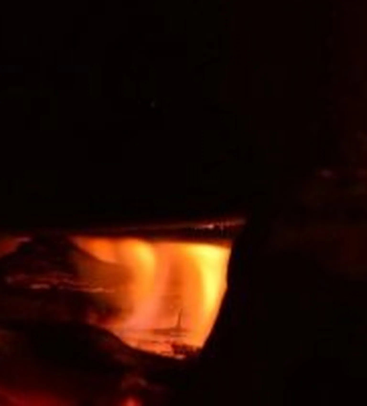 Cooking on fire.