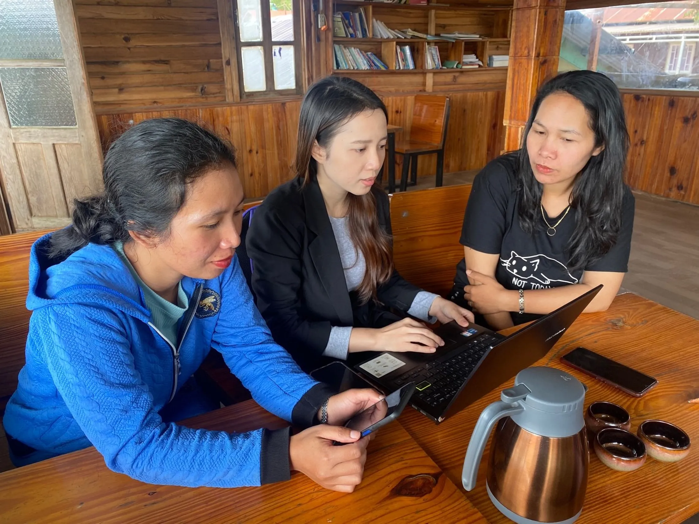 A photo of users using the system