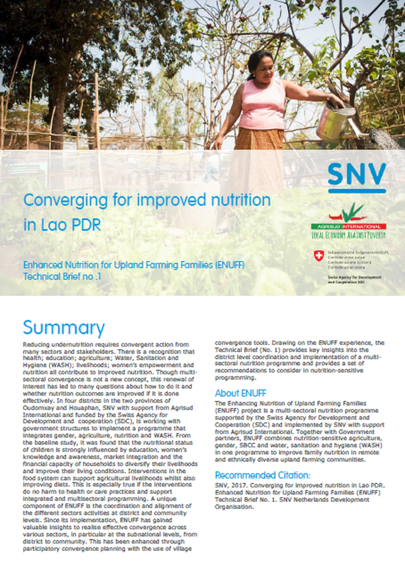 Converging for Nutrition - ENUFF Technical brief no.1 - Summary