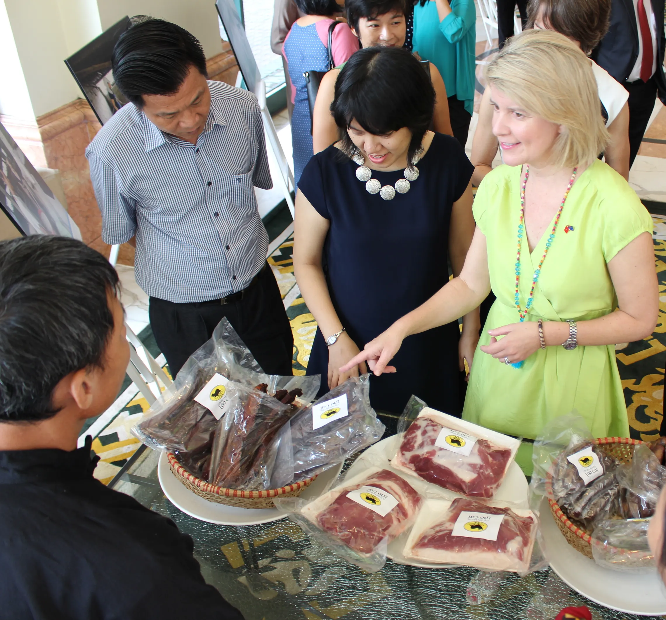 Ms. Natasha Stott Despoja (first right) talking with pig farmers from Bac Kan