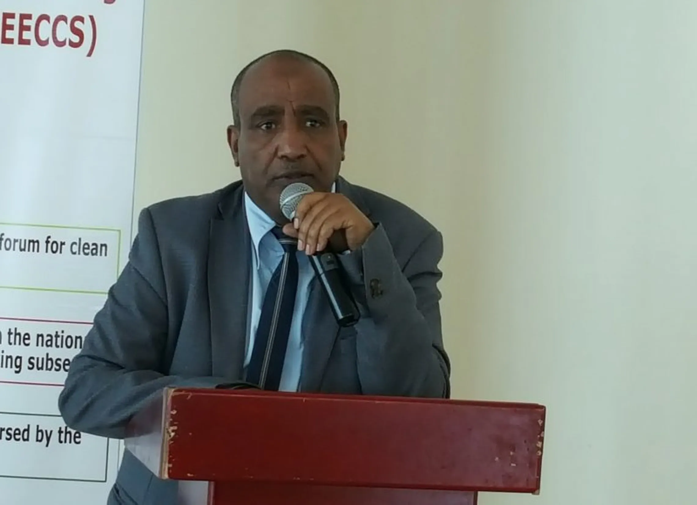 H.E. State Minister, making an opening speech