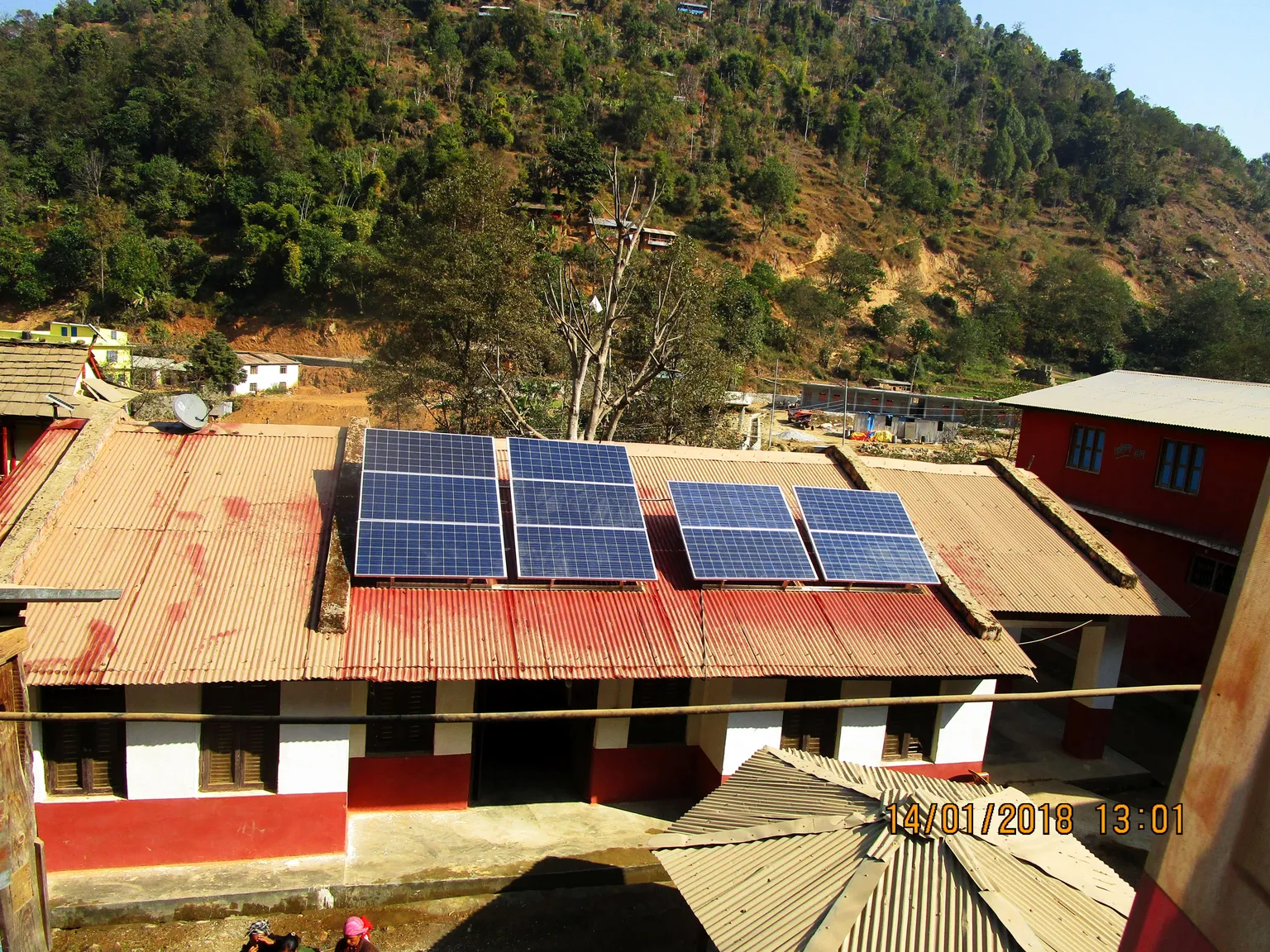 Solar panels installed on a health facility under the HHA project 