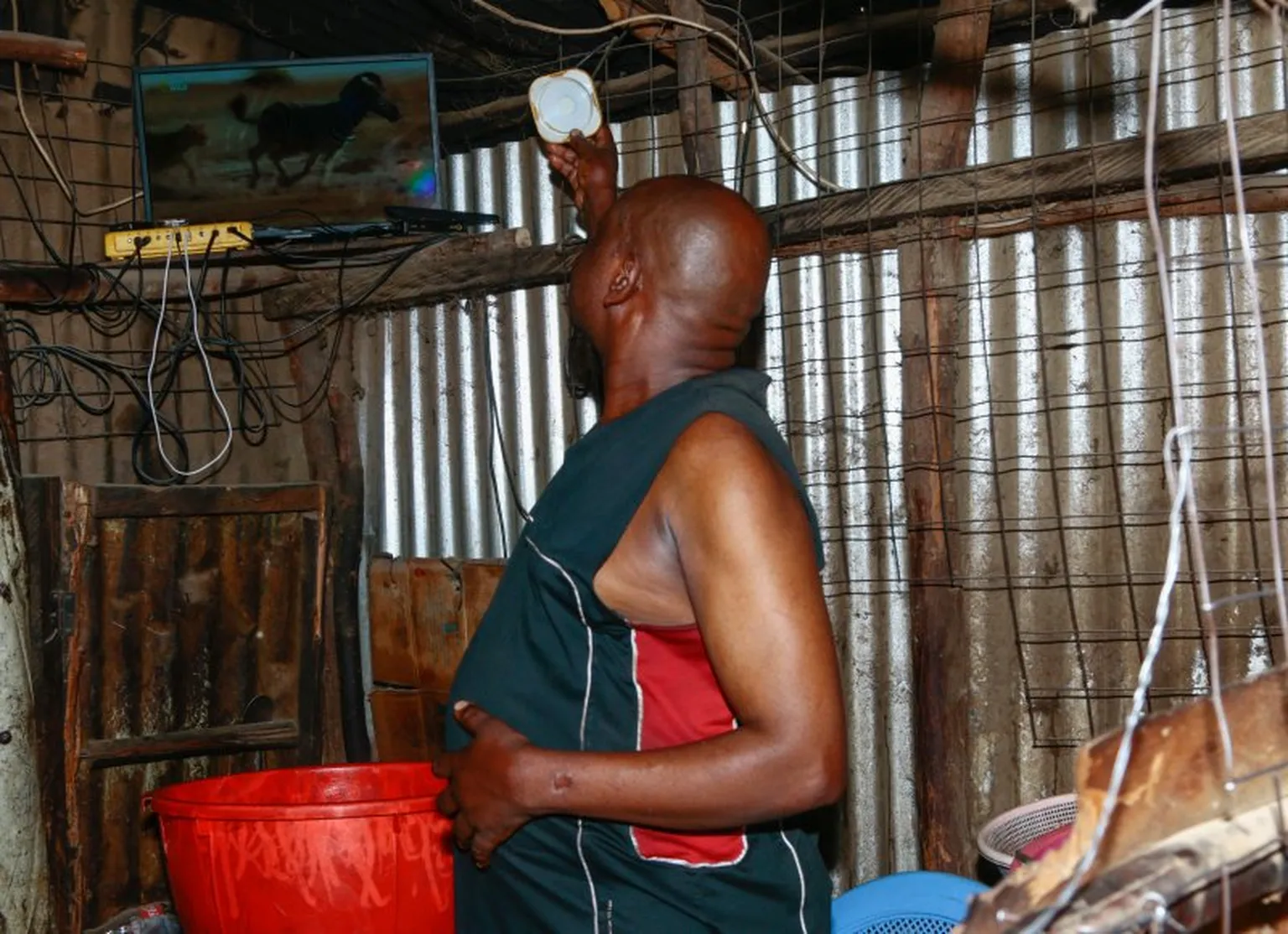 TV and solar lights at Anceti's food kiosk